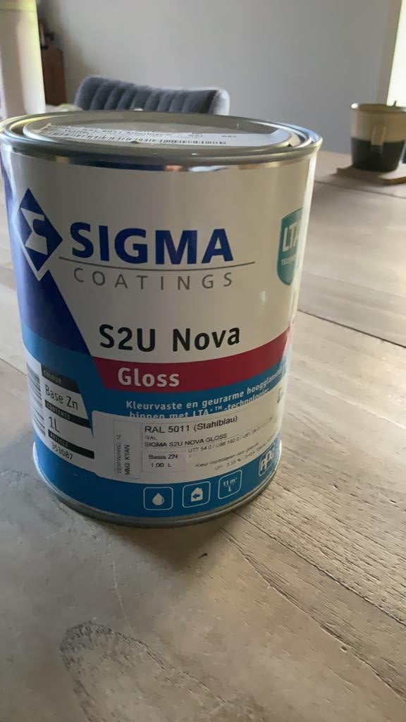 Sigma s2u nova ral 5011 staalblauw voor binnen, Doe-het-zelf en Verbouw, Verf, Beits en Lak, Blauw, Nieuw, Ophalen of Verzenden