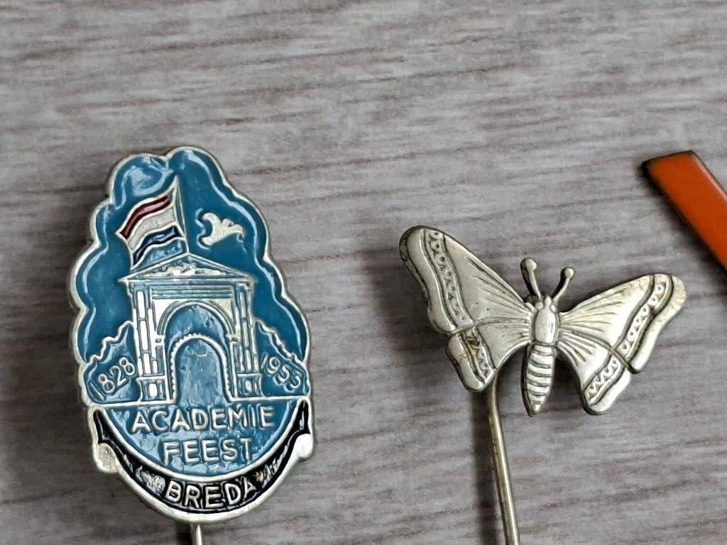 2 vintage speldjes, Verzamelen, Ophalen of Verzenden, Overige soorten, Nederland, Embleem of Badge