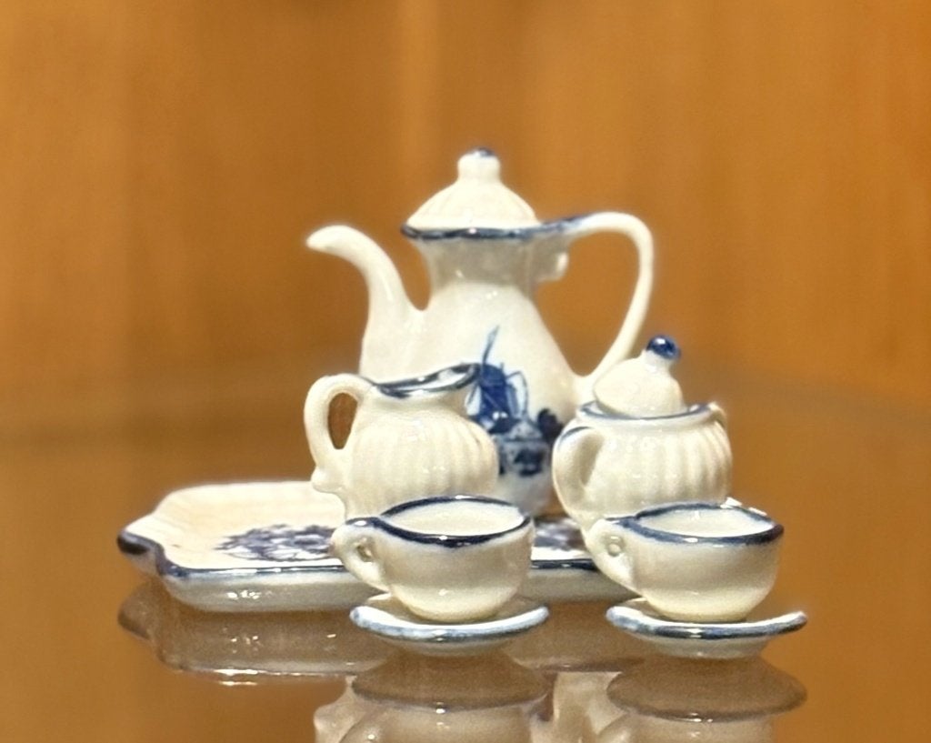 Michelotti Delfts Blauw Miniatuur Theeservies mini serviesje, Ophalen of Verzenden