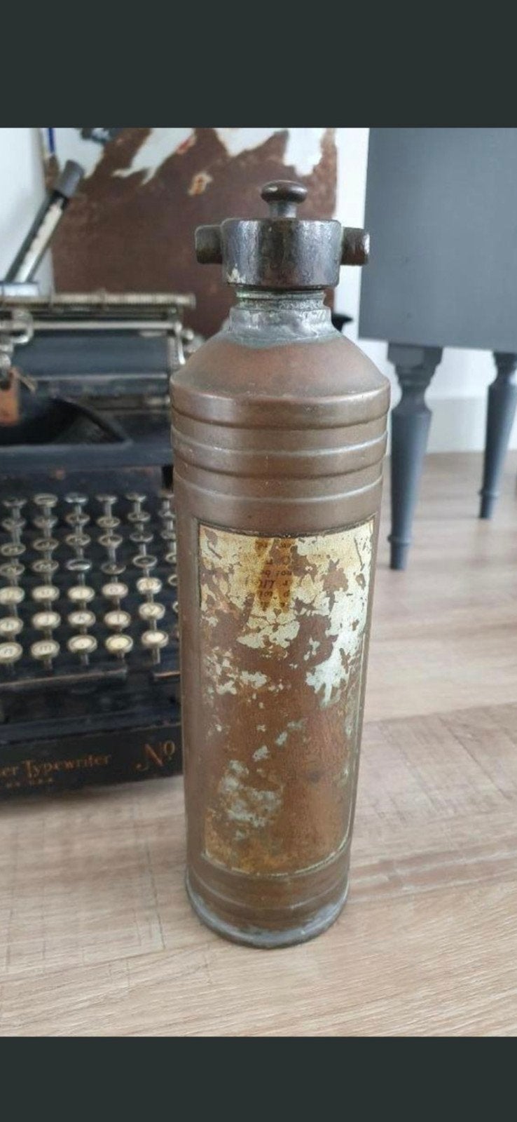 Prachtige antieke koperen parafinne bottle / parafinne kruik, Antiek en Kunst, Ophalen of Verzenden, Koper
