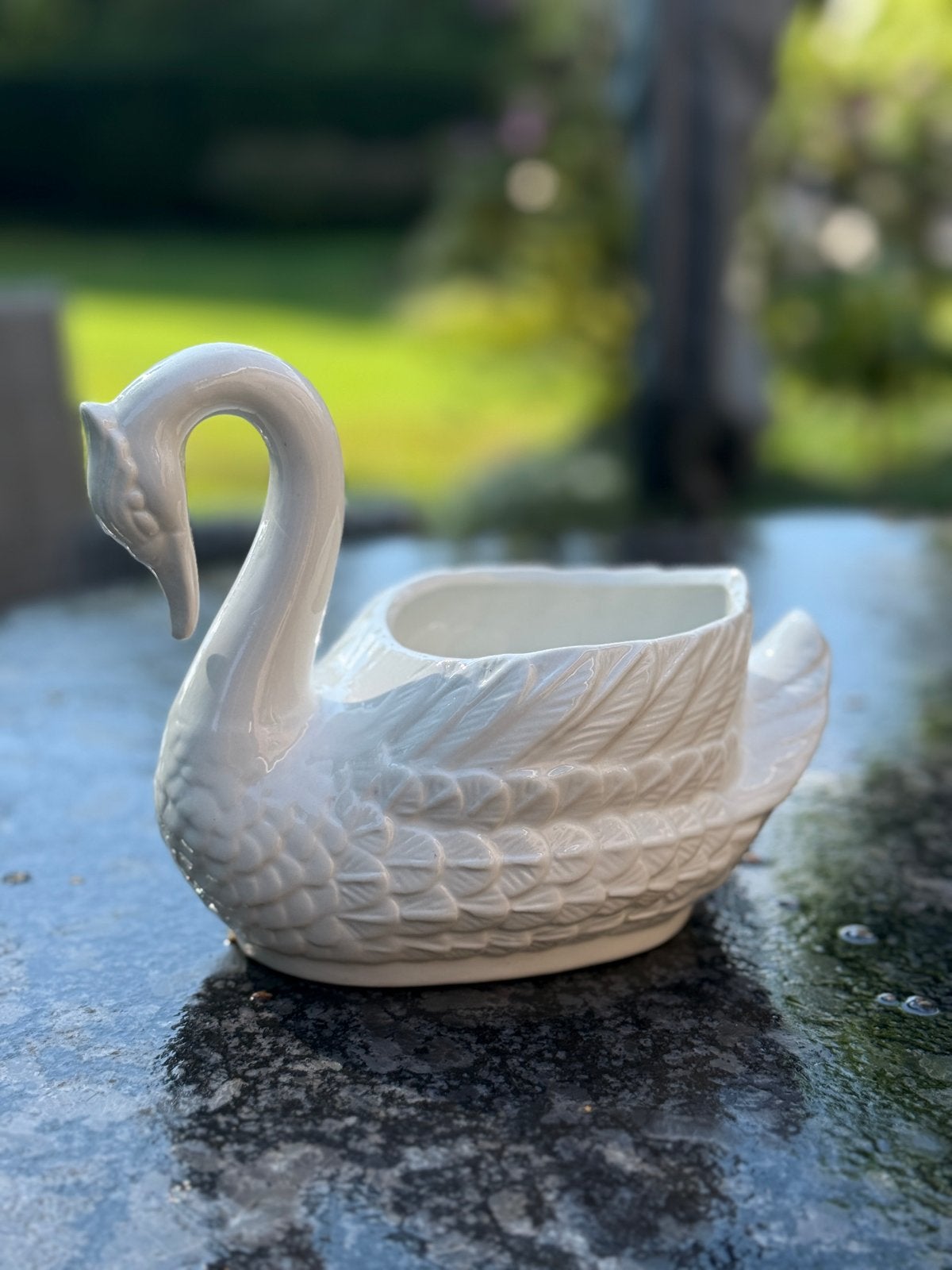 Vintage Witte Zwaan Bloempot/Plantenbak - Keramiek, Ophalen of Verzenden