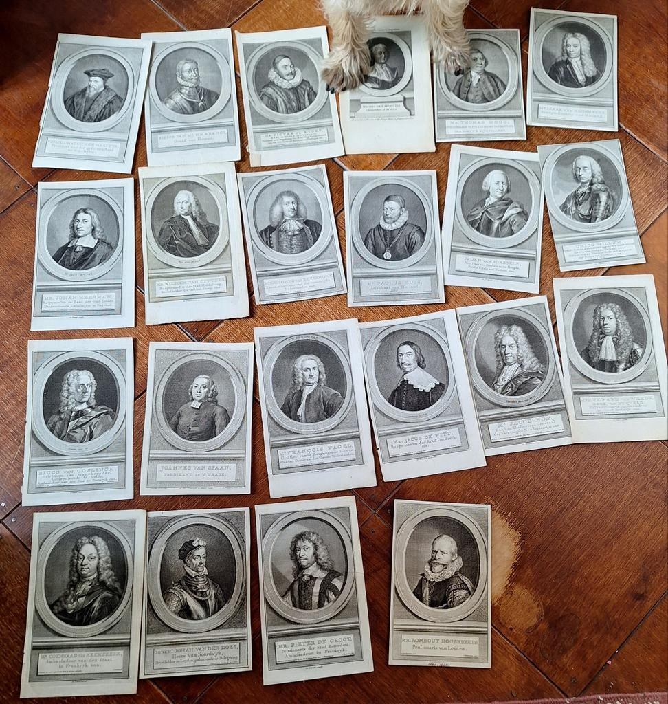 22 18e eeuwse gravures van notabelen, Ophalen of Verzenden