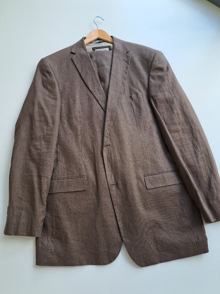 effen bruin linnen kostuum  56, Kleding | Heren, Bruin, Angelo Litrico, Ophalen of Verzenden, Maat 56/58 (XL)