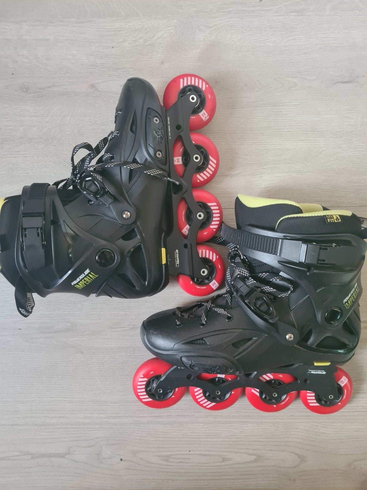 Powerslide Imperial Yellow 80 Inline Skates - Maat 43-44, Verstelbaar, Ophalen of Verzenden, Zo goed als nieuw, Inline skates 4 wielen