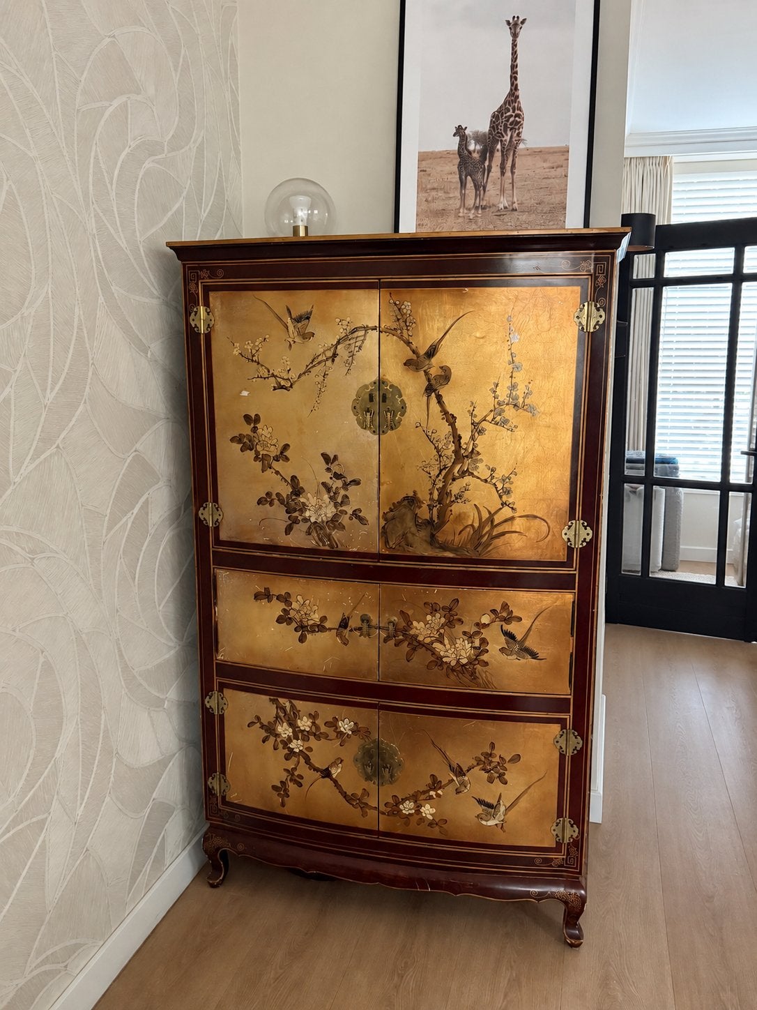 Prachtige Chinese kast met vogel- en bloemmotieven, Antiek en Kunst, Ophalen of Verzenden