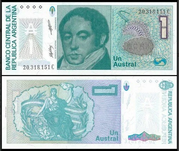 Argentinie 1985/1990, 7 opeenvolgende bankbiljetten (UNC), Verzenden, Zuid-Amerika, Setje