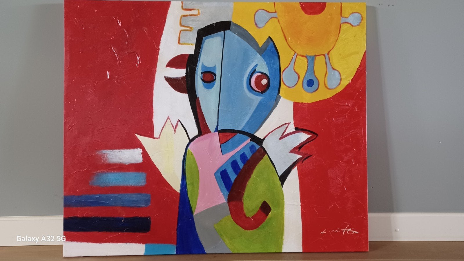 olieverf schilderij modern/ cobra stijl 120x100cm, Ophalen
