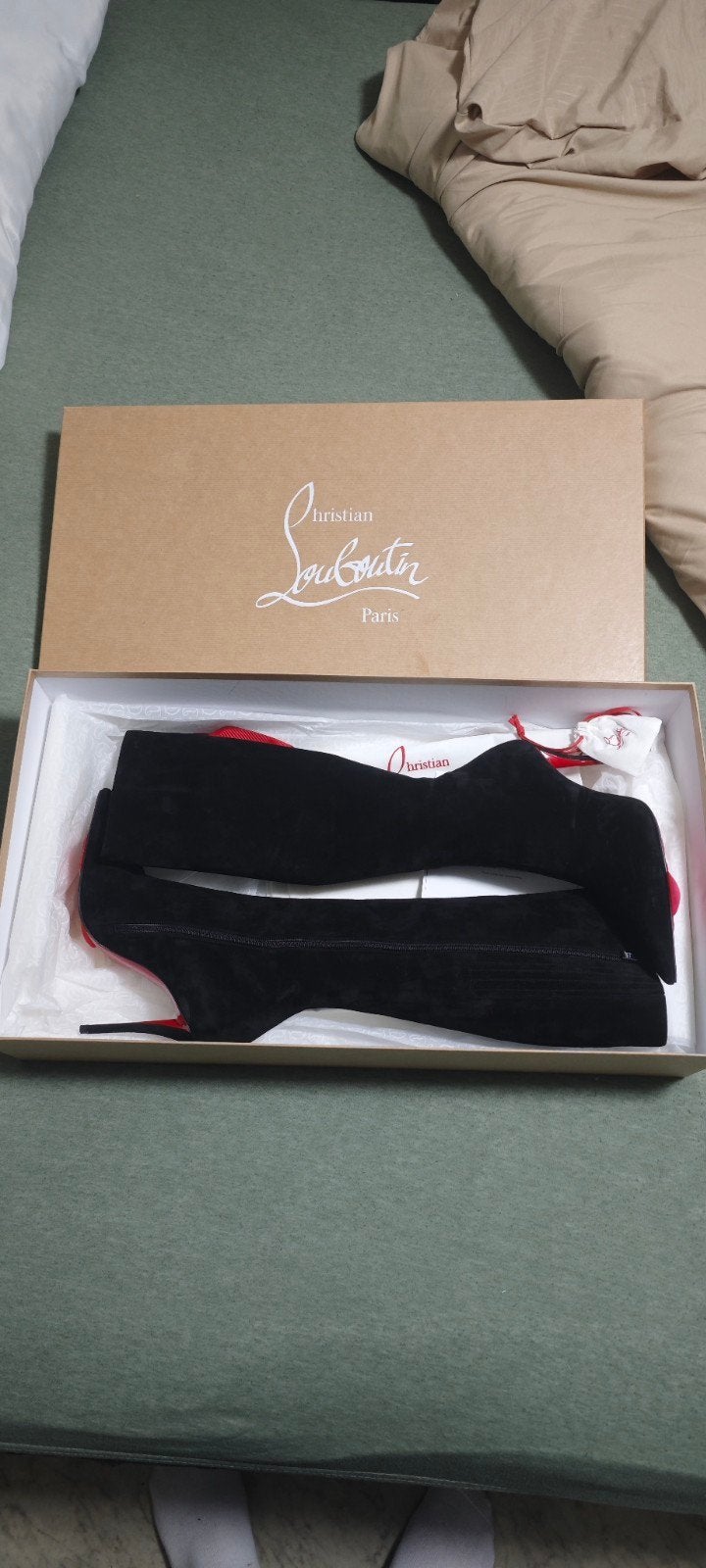 Christian Louboutin Overknee Laarzen Zwart Suède Maat 39, Ophalen, Hoge laarzen, Zwart, Zo goed als nieuw