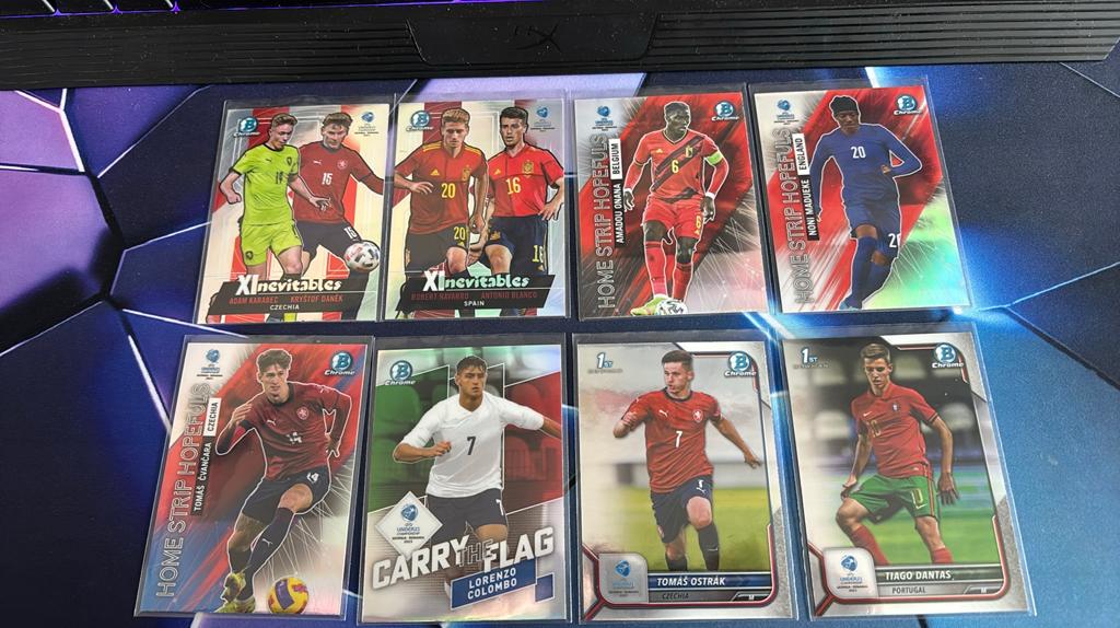 42 kaartjes 2022 Bowman Chrome Road to UEFA Under-21 EU, Ophalen of Verzenden, Zo goed als nieuw, Meerdere plaatjes