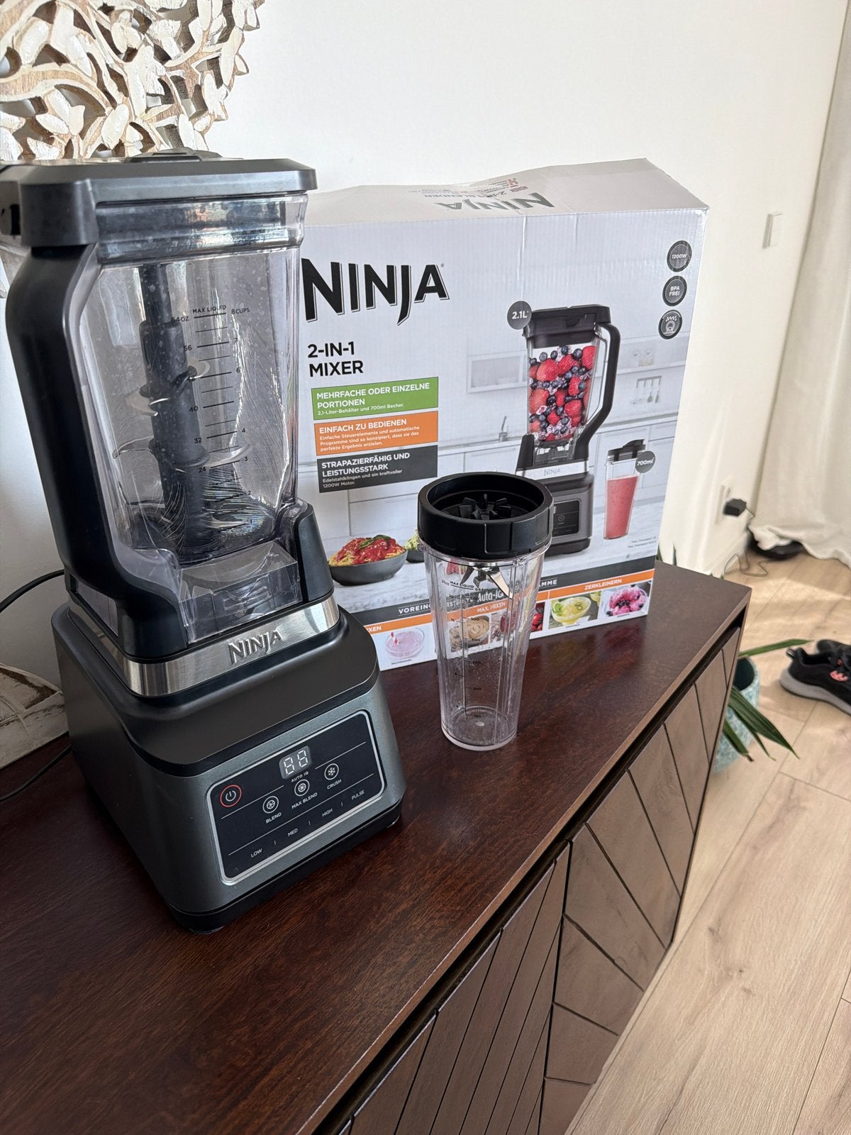 Ninja 2-in-1 Blender (2.1L & 700ml) - Krachtige 1200W, Ophalen, Zo goed als nieuw, Blender