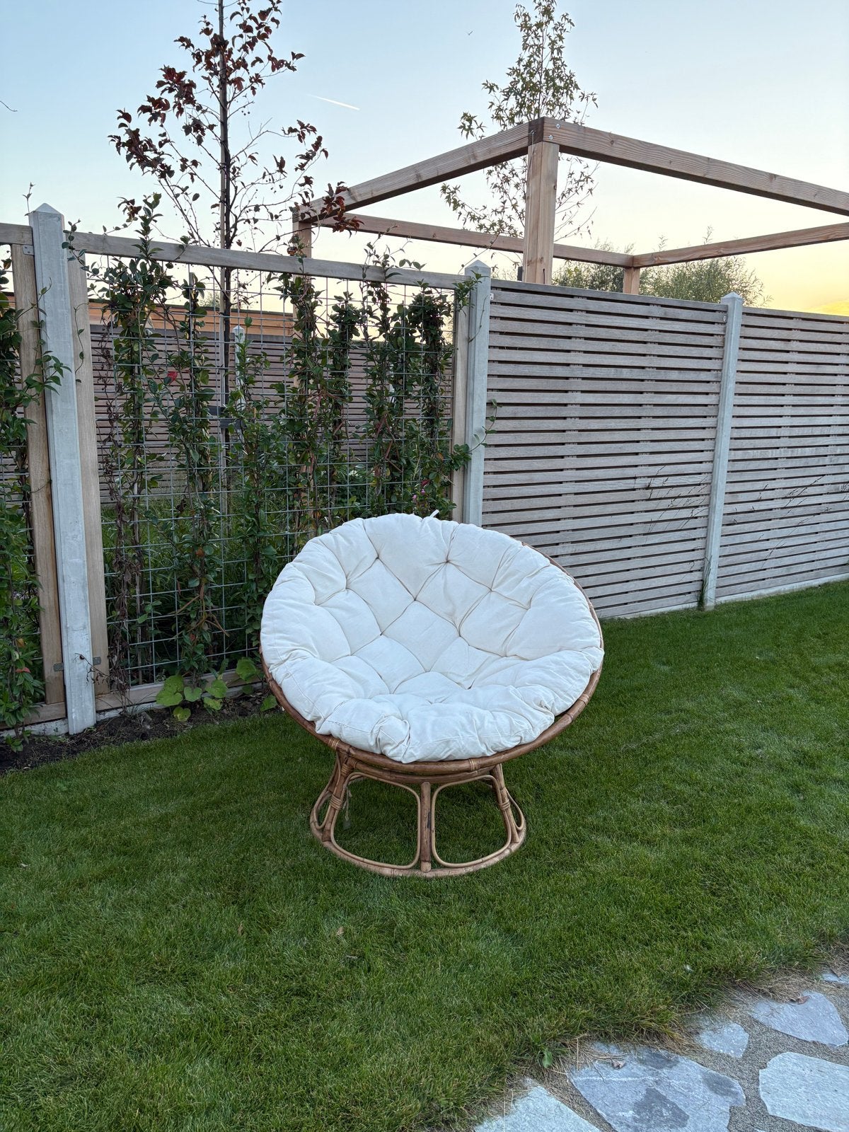 Loungestoel Rotan met kussen - (Papasan), Ophalen, Gebruikt, Overige kleuren, Riet of Rotan