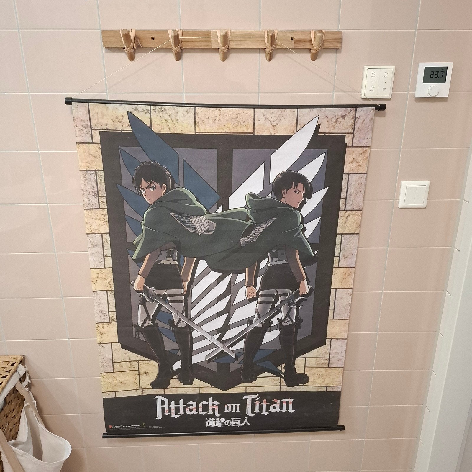 Attack on Titan Stoffen Poster - Eren & Levi, Ophalen, Canvas of Doek, A1 t/m A3, Film en Tv