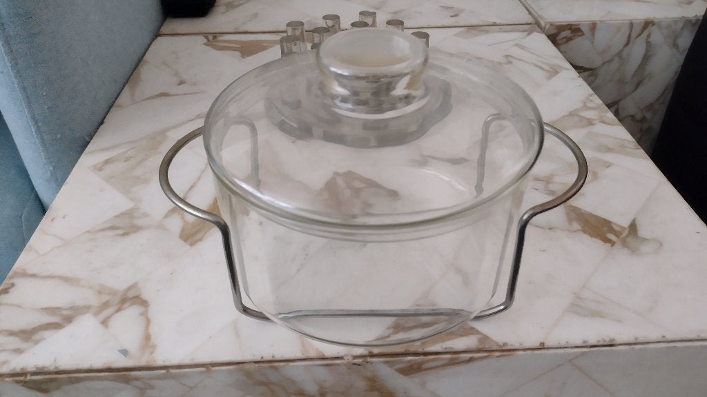 Schaal, pannetje, koektrommel, met deksel van glas, 3,50 eur, Ophalen, Afneembaar handvat, Overige typen, Glas