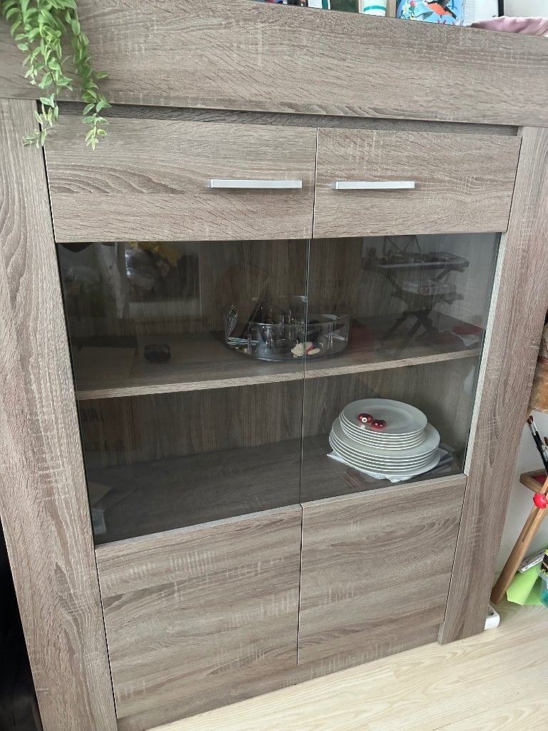 Vitrinekast van Haco, woonserie Manchester, Ophalen, 100 tot 150 cm, 100 tot 150 cm, Zo goed als nieuw