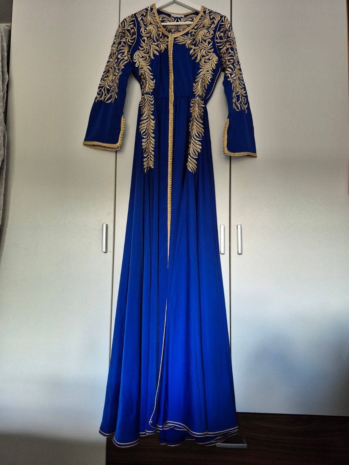Koningsblauwe Marokkaanse caftan/jurk maat M, Maat 38/40 (M), Blauw, Nieuw, Ophalen of Verzenden