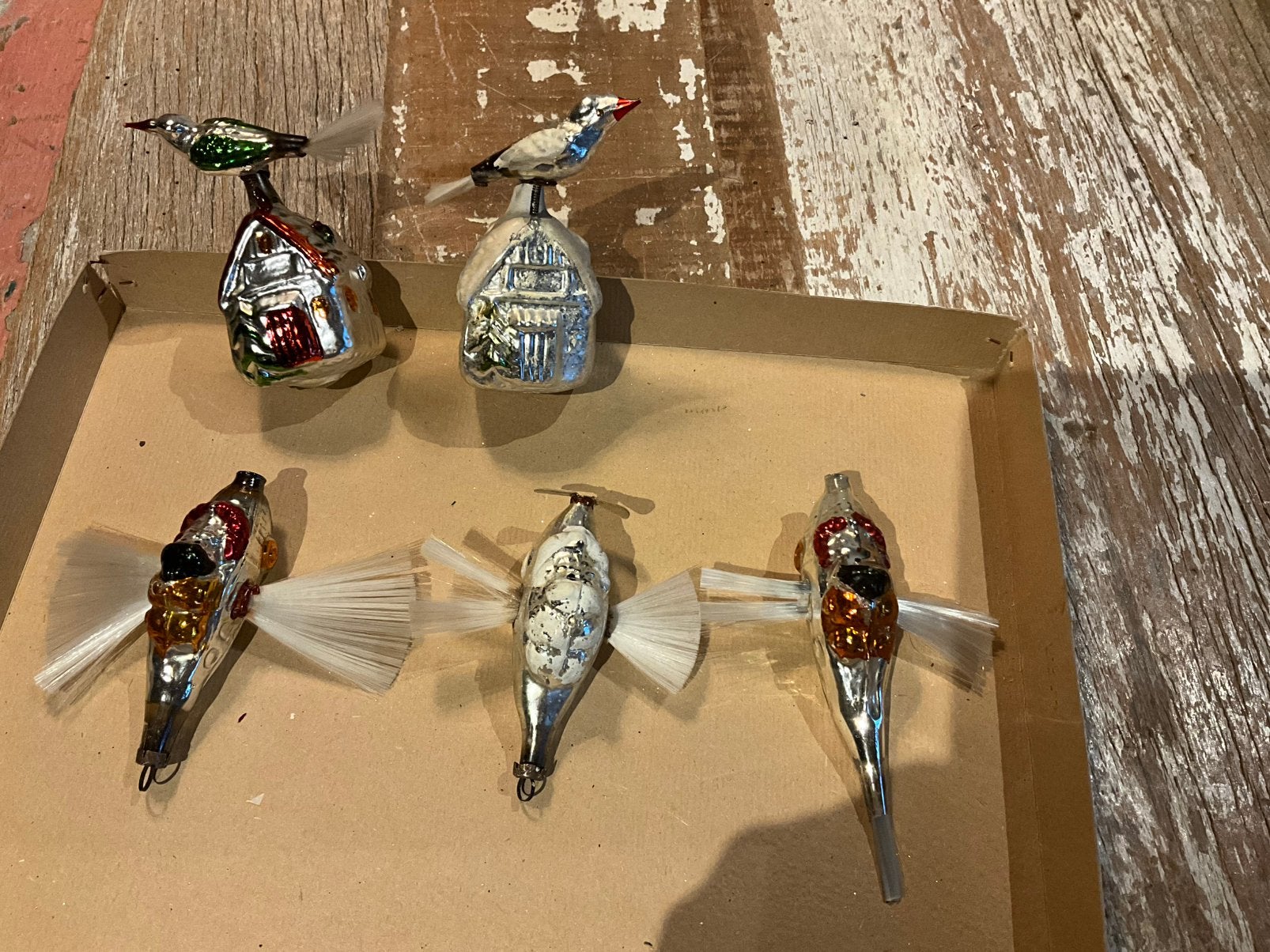 ANTIEKE KERSTBALLEN VLIEGTUIGJES EN HUISJES 45 EURO PER STUK, Ophalen of Verzenden, Gebruikt