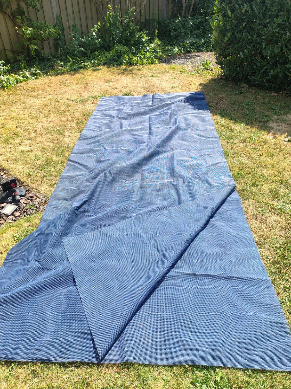 Blauw grondzeil/tenttapijt voor caravan/camper 4.40x3.50m, Ophalen of Verzenden
