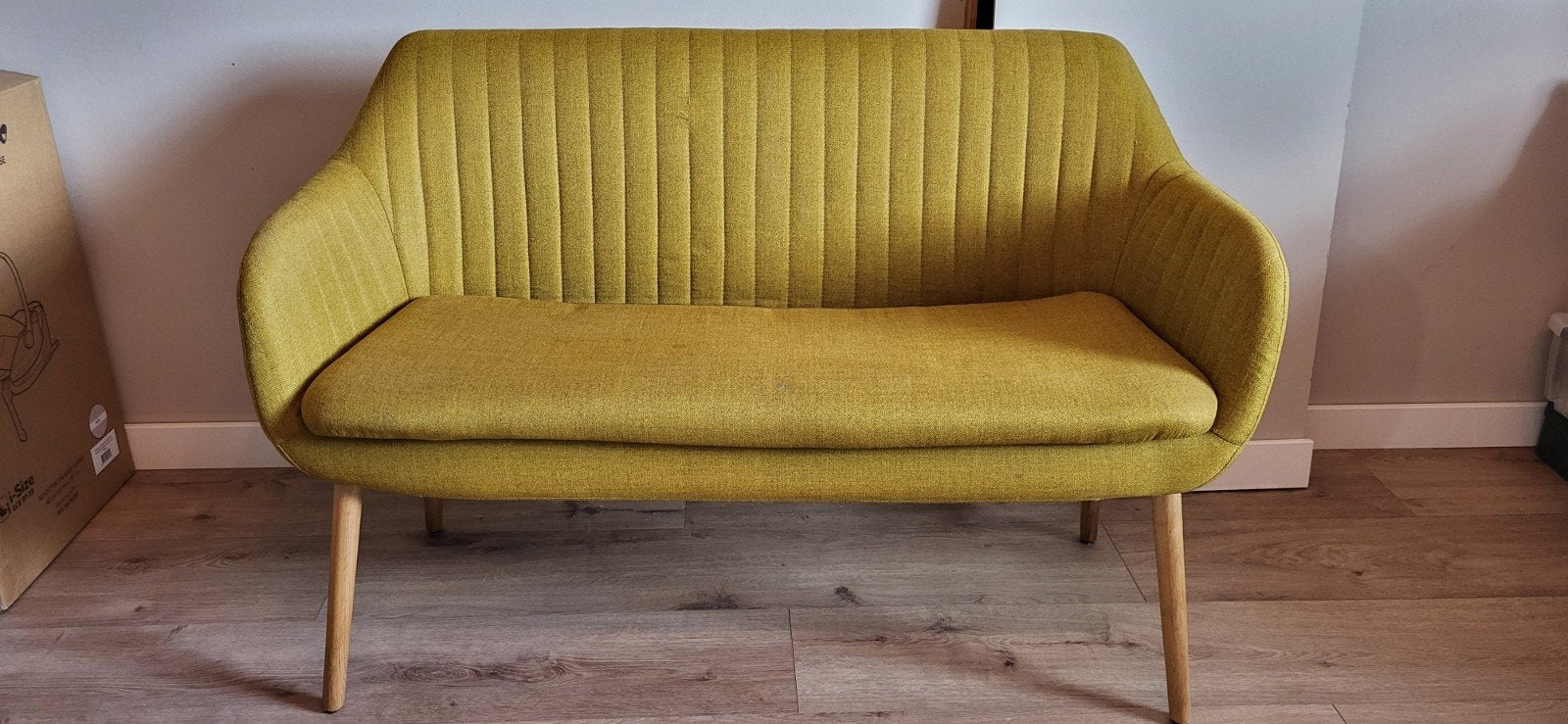 Gele bank, Ophalen, Gebruikt, Tweepersoons, 75 tot 100 cm