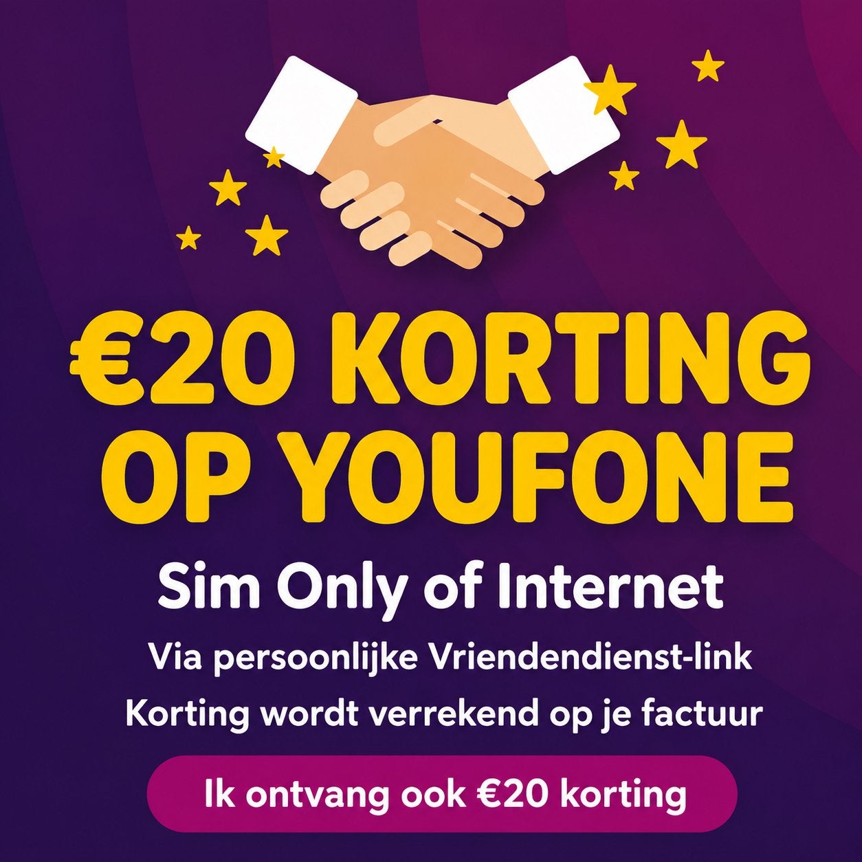 €20 korting op Youfone vriendendienst abonnement, Eén persoon, Kortingsbon