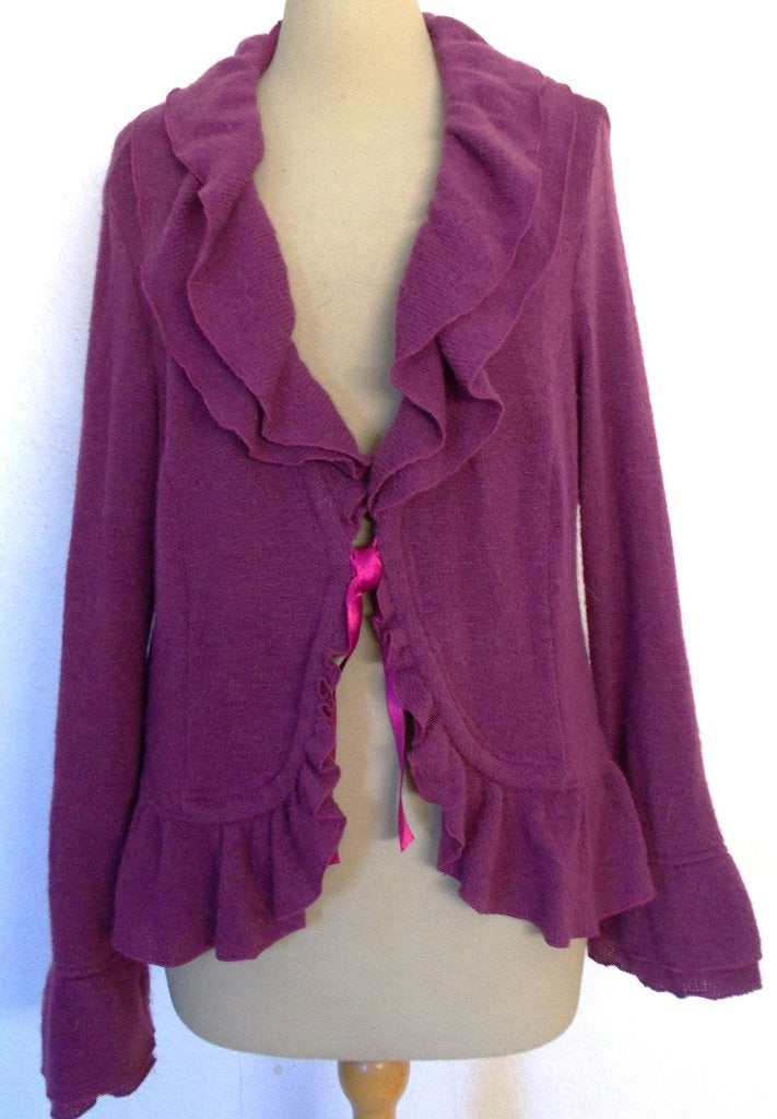 Leuk paarsachtig ruffle vest van Laura di Sarpi! 44, Verzenden, Zo goed als nieuw, Maat 42/44 (L), Overige kleuren