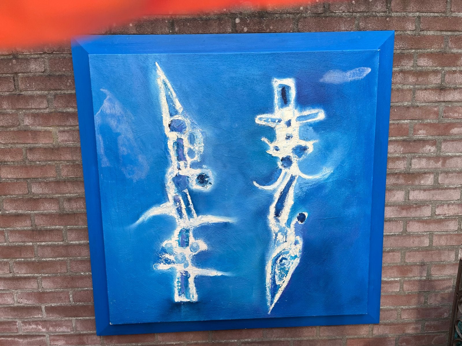 Abstract blauw kunstwerk - Uniek en modern 100x100 cm, Antiek en Kunst, Kunst | Schilderijen | Abstract, Ophalen