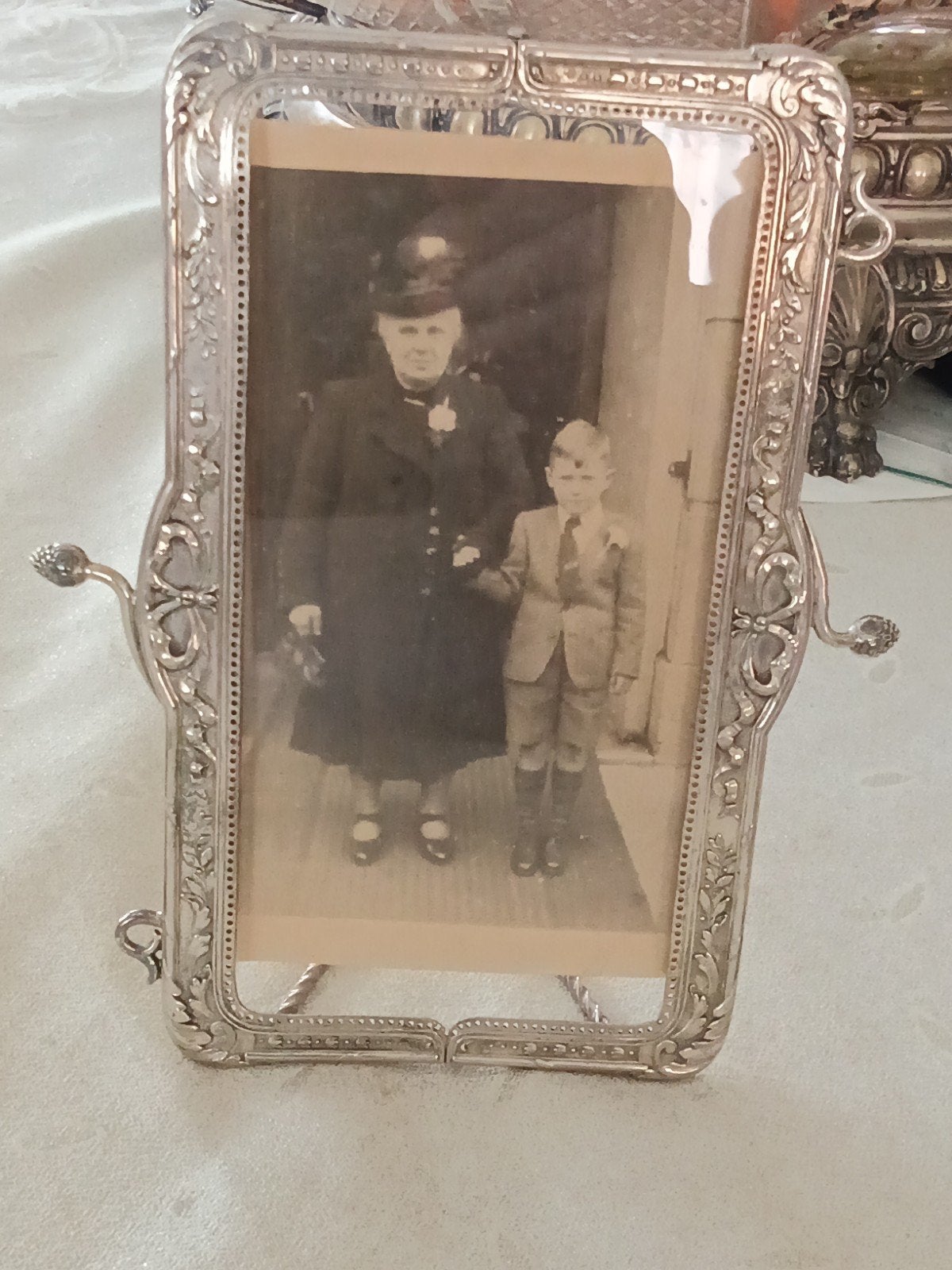 zilver fotolijst, gemaakt van beugeltas., Ophalen of Verzenden, Zilver