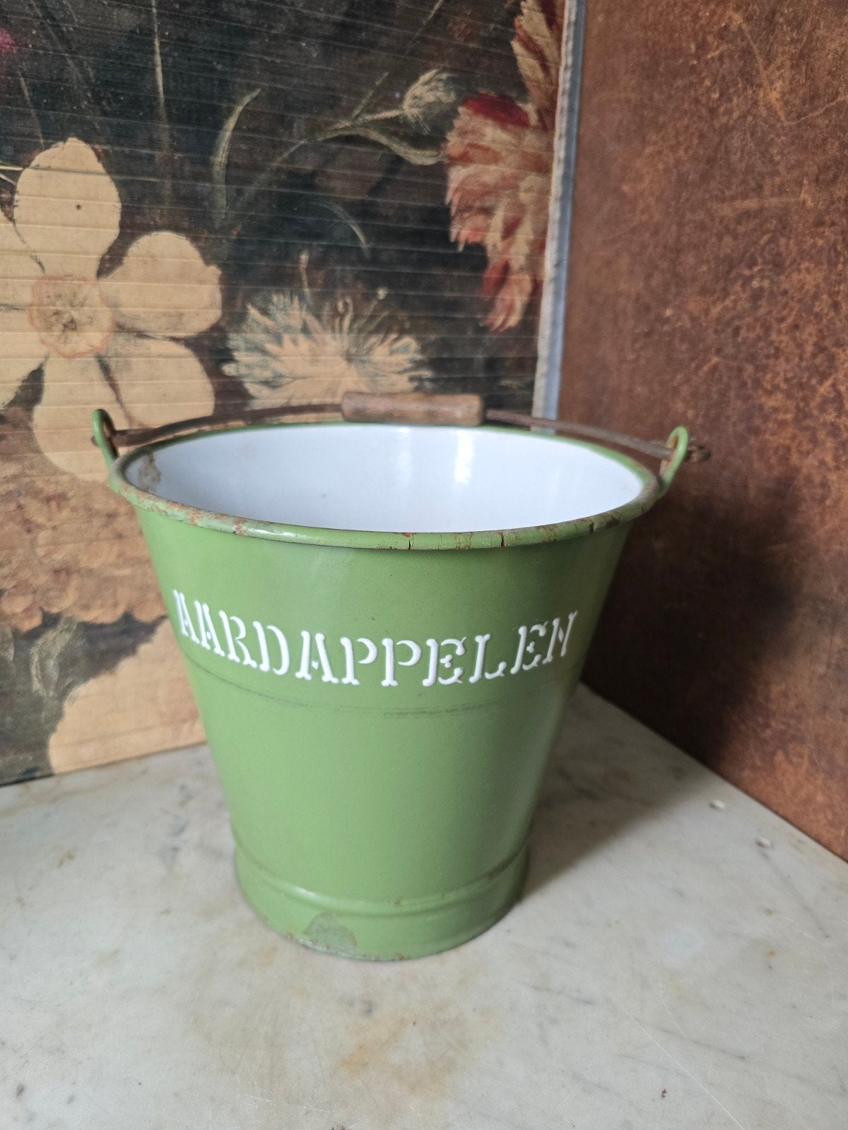 reseda groen emaille aardappelen emmer, Ophalen of Verzenden