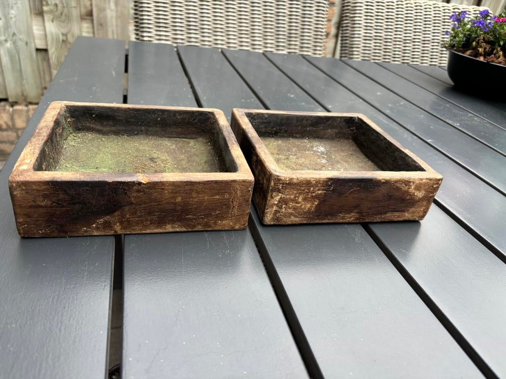 Oude stenen bakjes decoratie, Steen, Gebruikt, Minder dan 30 cm, Rond