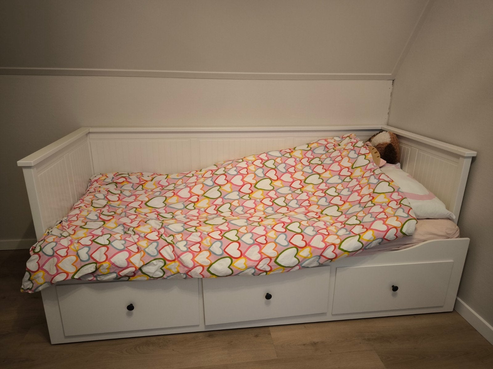 Ikea Hemnes bed met opberglades, Wit, Modern, Functioneel, Tweepersoons, Ophalen of Verzenden