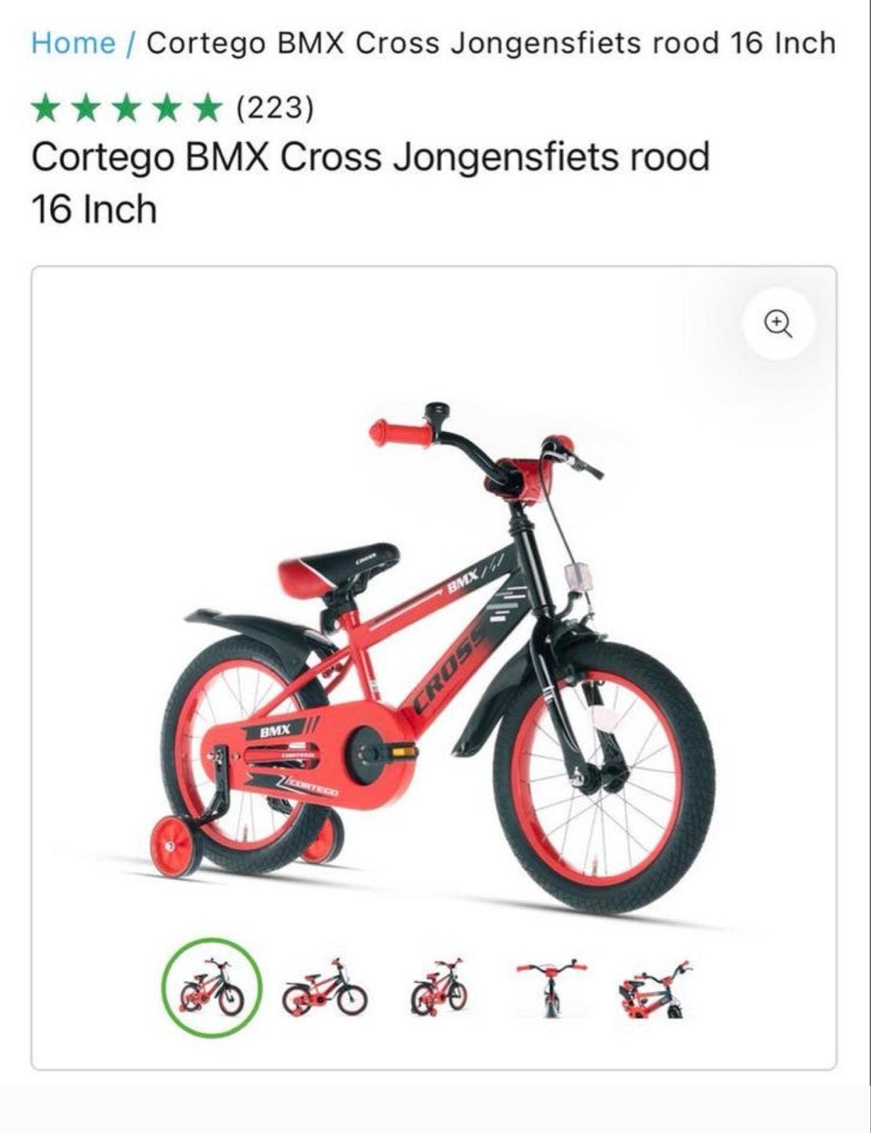 Nieuwe Cortego BMX Cross Jongensfiets rood 16 Inch, Ophalen of Verzenden, Nieuw, Overige merken