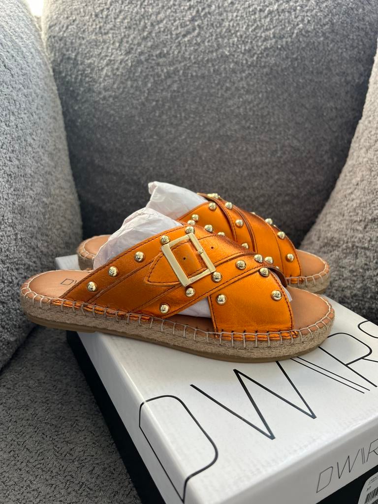 DWRS Caracas leren dames slippers maat 37-38-39-40 nieuw, Ophalen of Verzenden, Nieuw, Oranje, Slippers