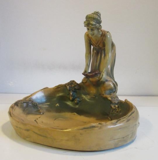 art nouveau vide poche van Bernard Bloch art nouveau vrouw, Verzenden