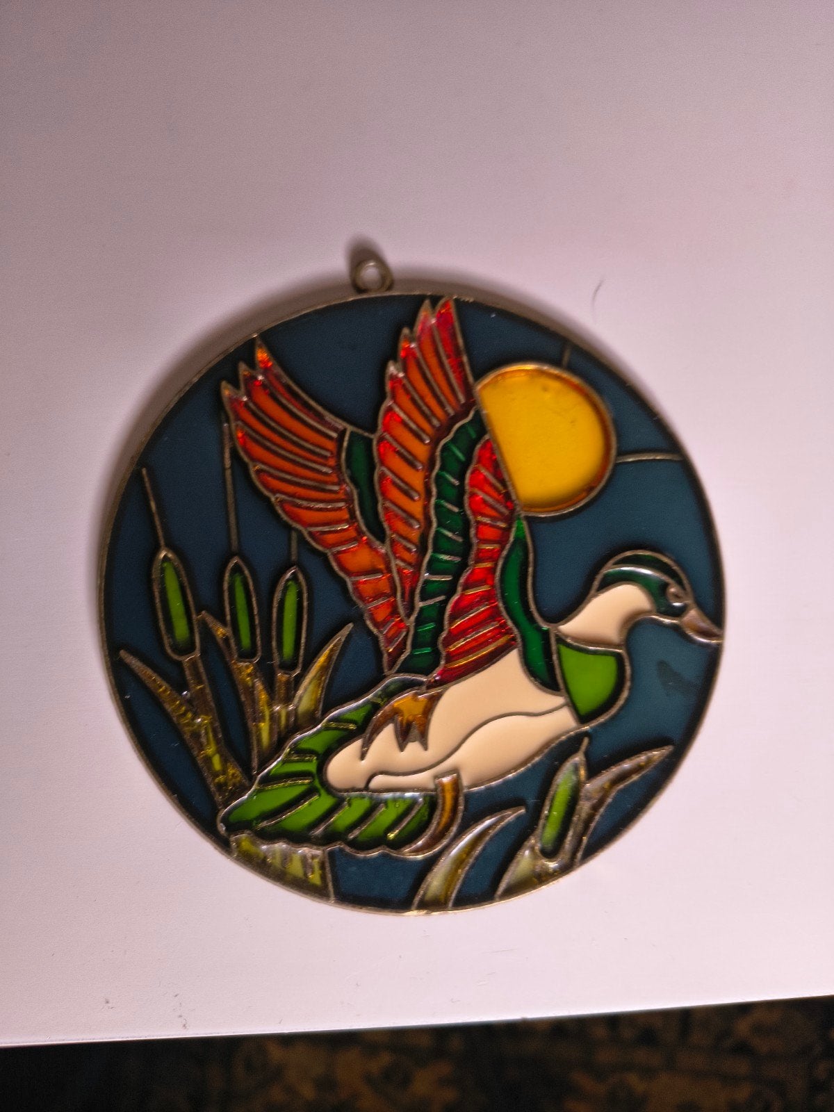 Vintage Glas-in-lood Eend Decoratie - Handgemaakt, Ophalen of Verzenden