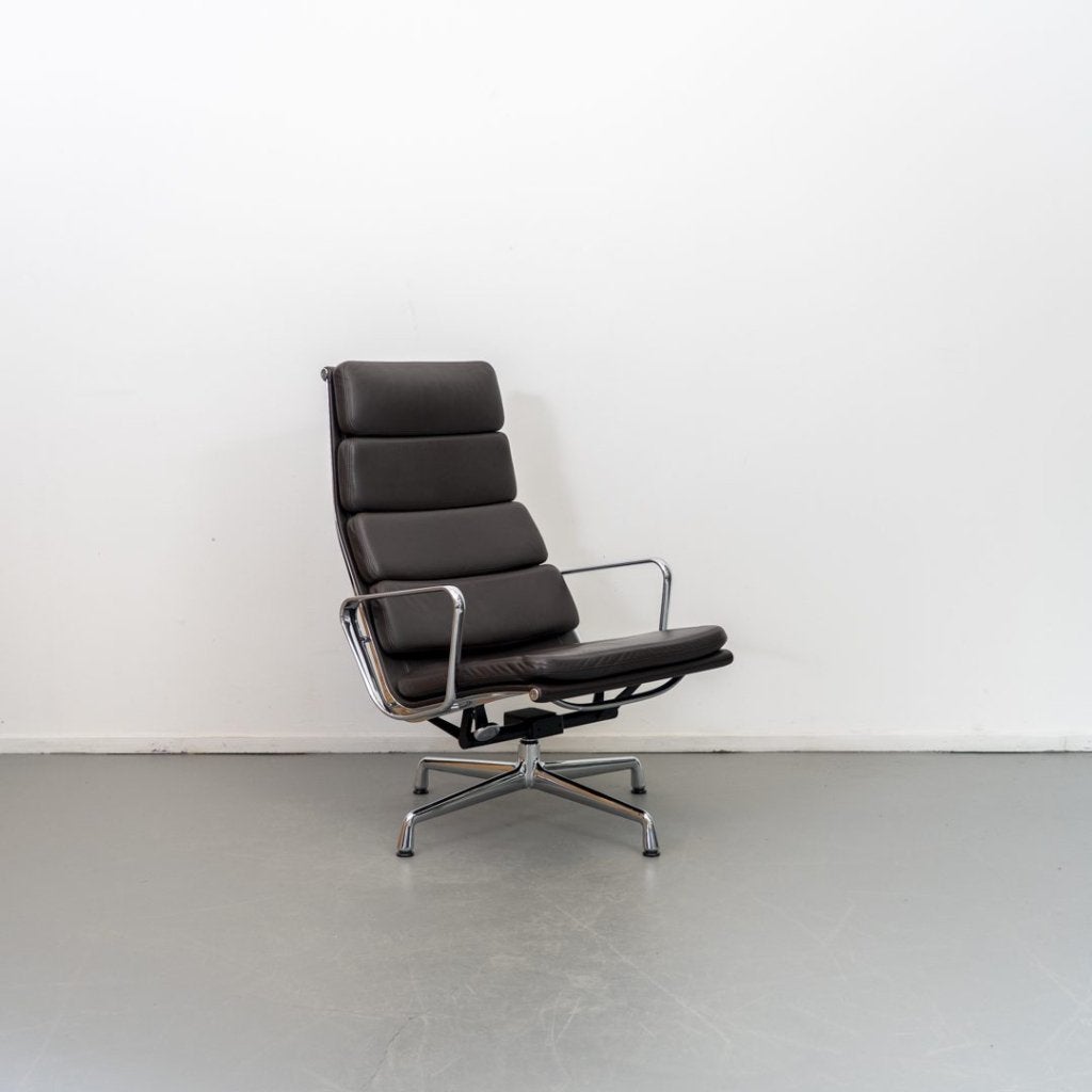 Vitra Eames EA 222 Fauteuil Bruin Leer - Chroom, Niet ingevuld, Nieuw, Niet ingevuld, Niet ingevuld