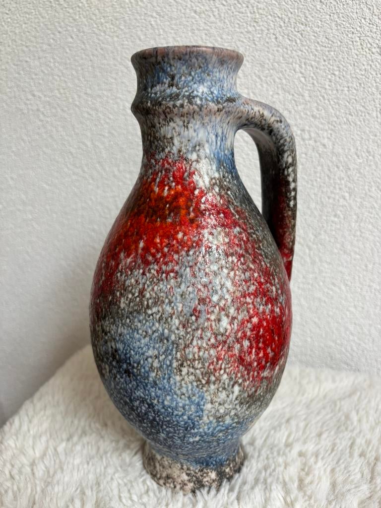 Fat lava vaas Karlsruhe Majolika Keramik West-Germany 28 cm, Antiek en Kunst, Ophalen of Verzenden