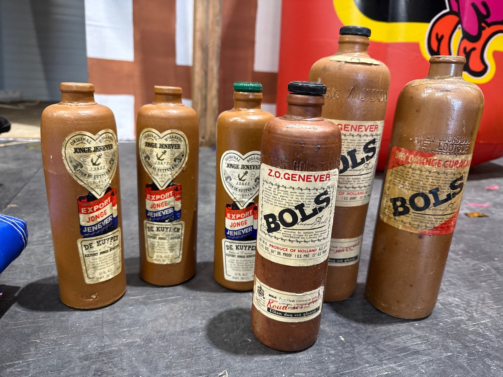 6 Oude Jenever Kruiken - Bols & De Kuyper Collectie, Ophalen
