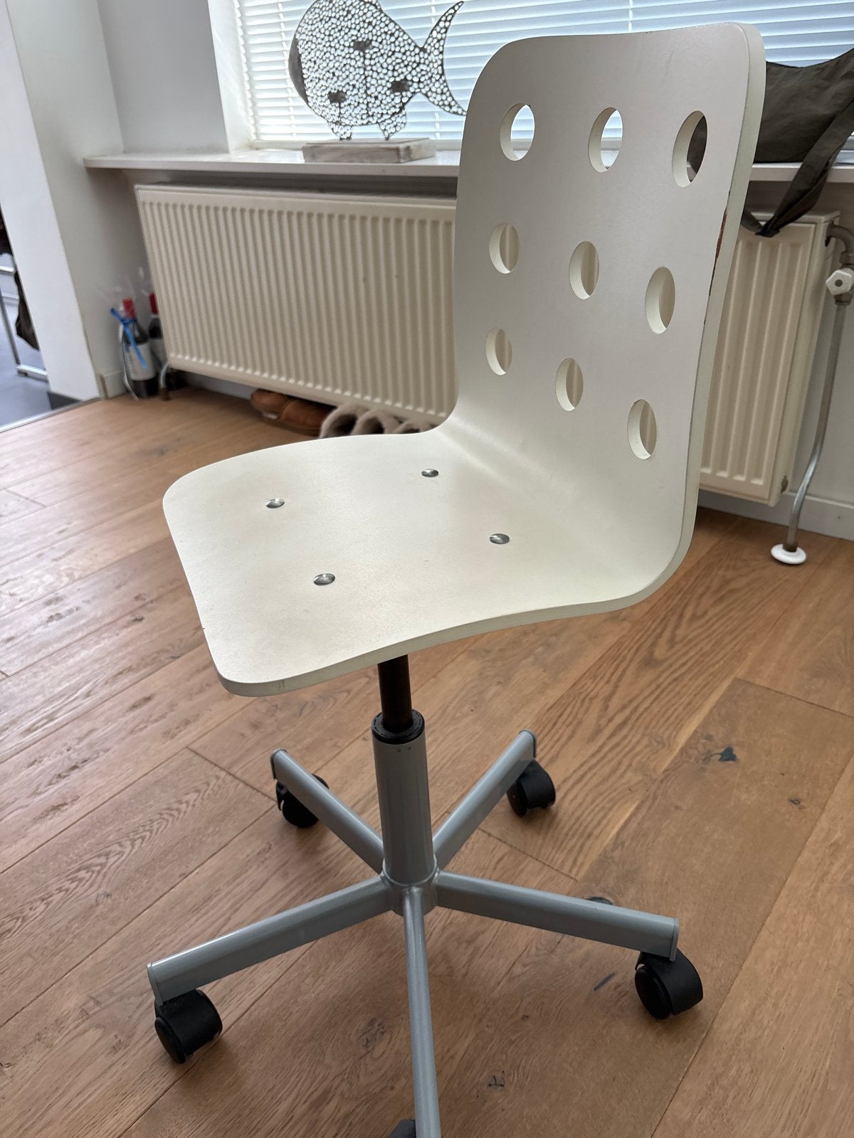 Witte kinder bureaustoel met wieltjes, Ophalen, Gebruikt, Wit, Bureaustoel