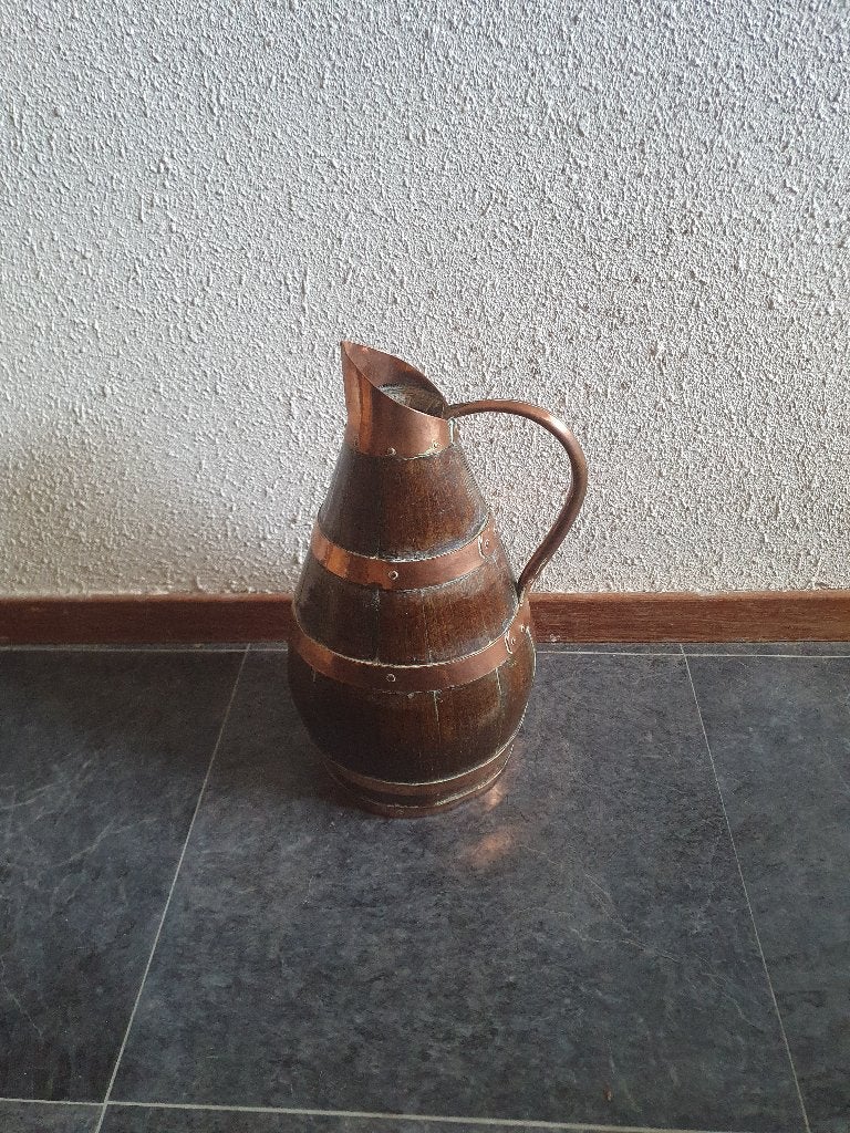 Frans houten ciderkan met koperen banden, Ophalen of Verzenden