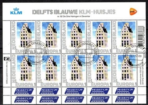 Nederland nr. 2898v Delftsblauwe KLM-huisjes gestempeld, Postzegels en Munten, Postzegels | Nederland, Verzenden, Na 1940, Gestempeld