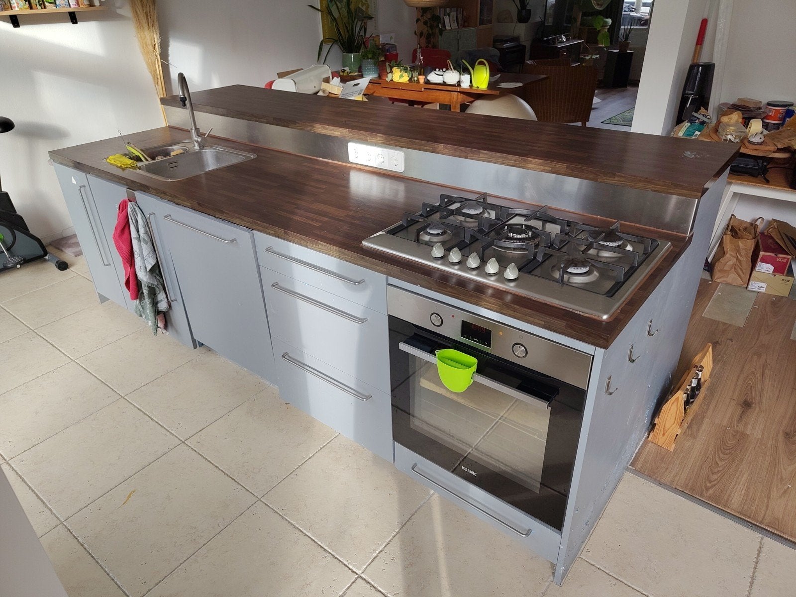 Keuken vrijstaand, Huis en Inrichting, Ophalen, Gebruikt, Overige materialen, Blauw