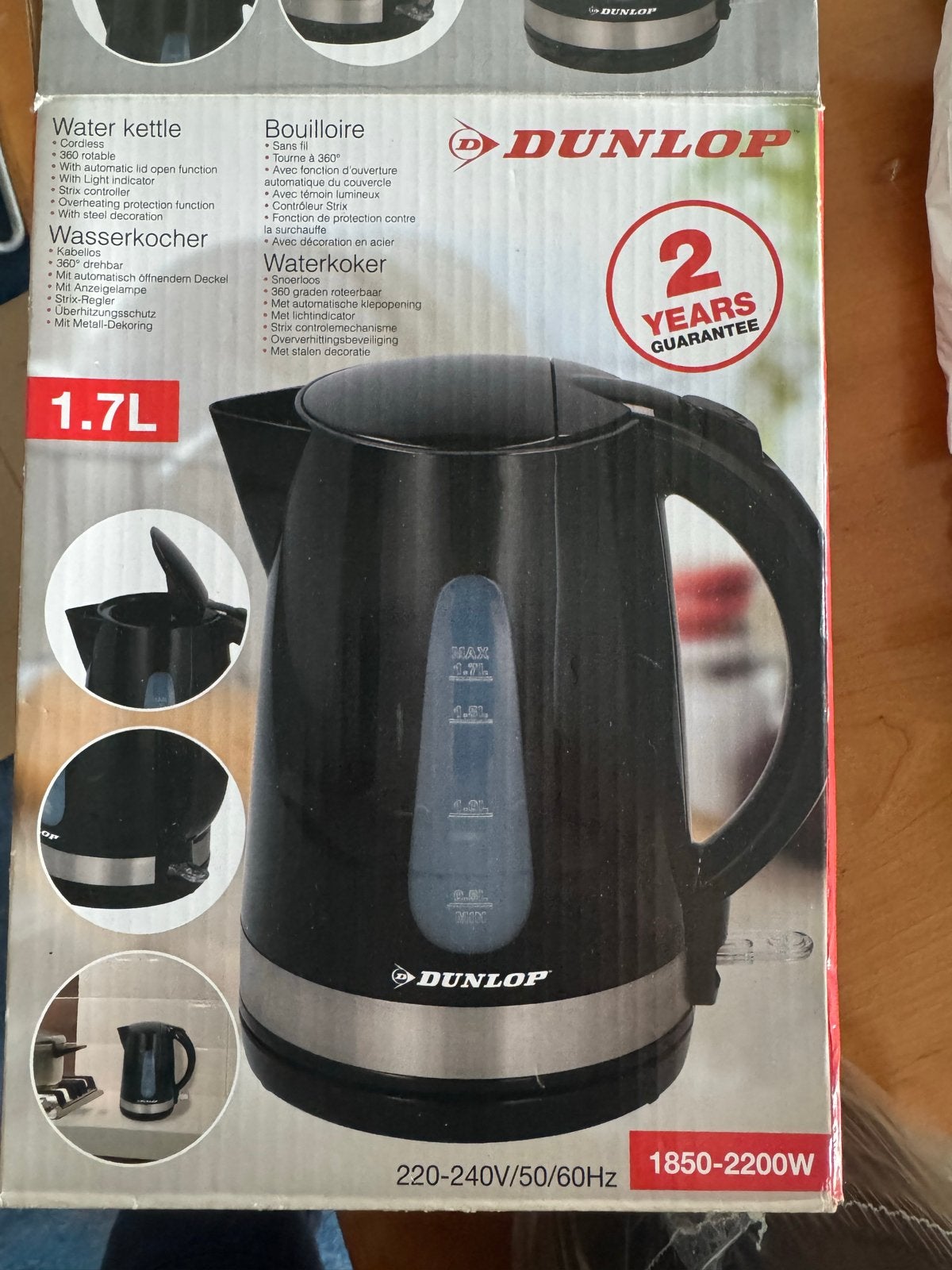 Nieuwe Dunlop waterkoker 1.7L - Zwart, Witgoed en Apparatuur, 1 tot 2 liter, Ophalen, Nieuw