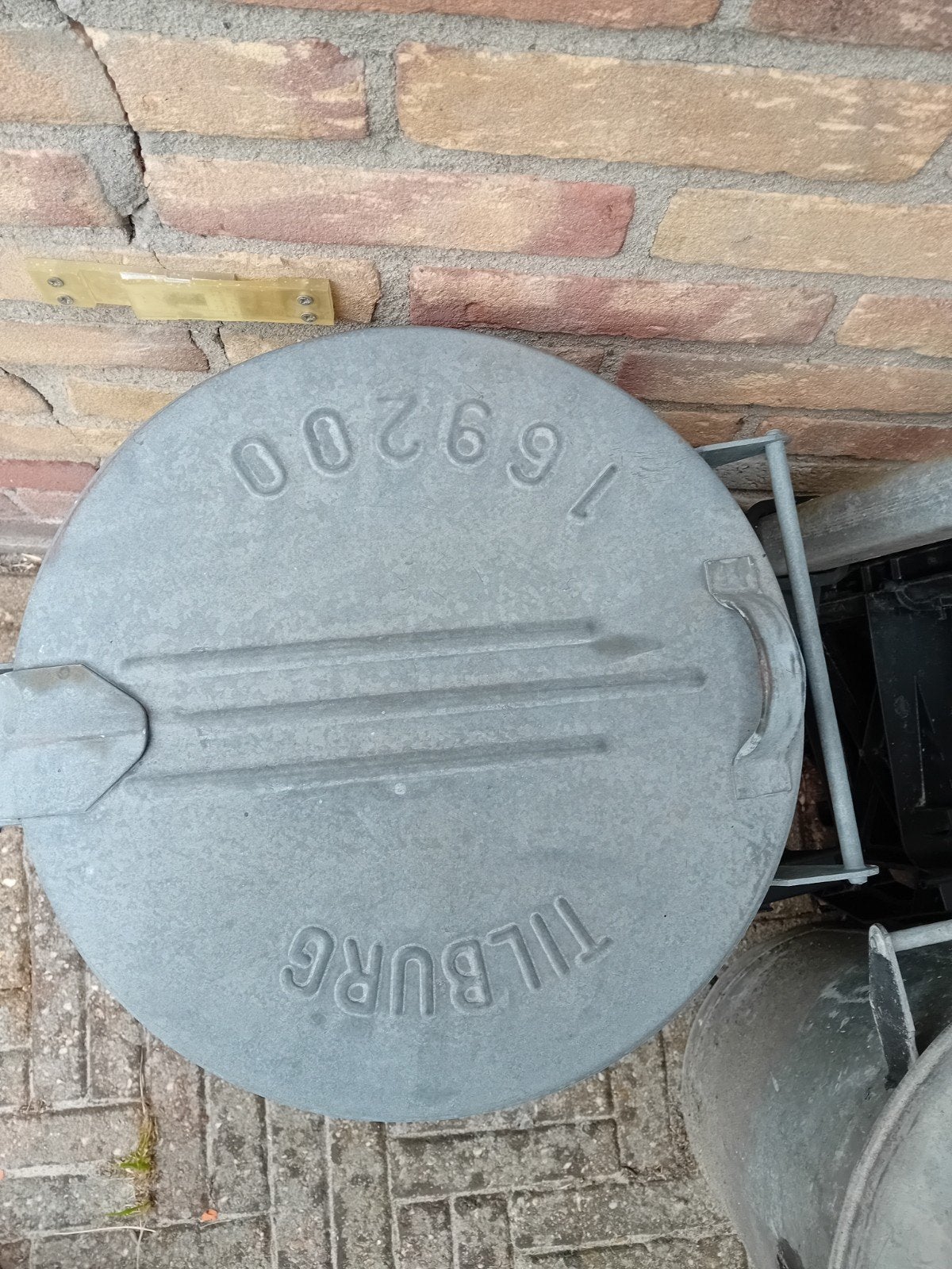 Gegalvaniseerde vuilnisbak Vintage TILBURG, Ophalen, Gebruikt, Rond, Balkon
