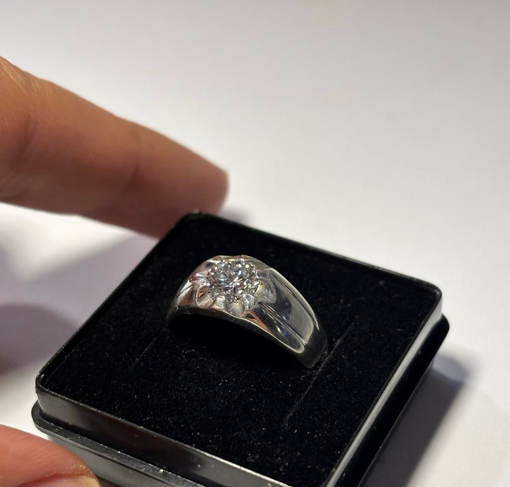 Heren Diamant Ring 1,2 ct D VS1, 20 of groter, Heer, Ophalen of Verzenden, Zo goed als nieuw