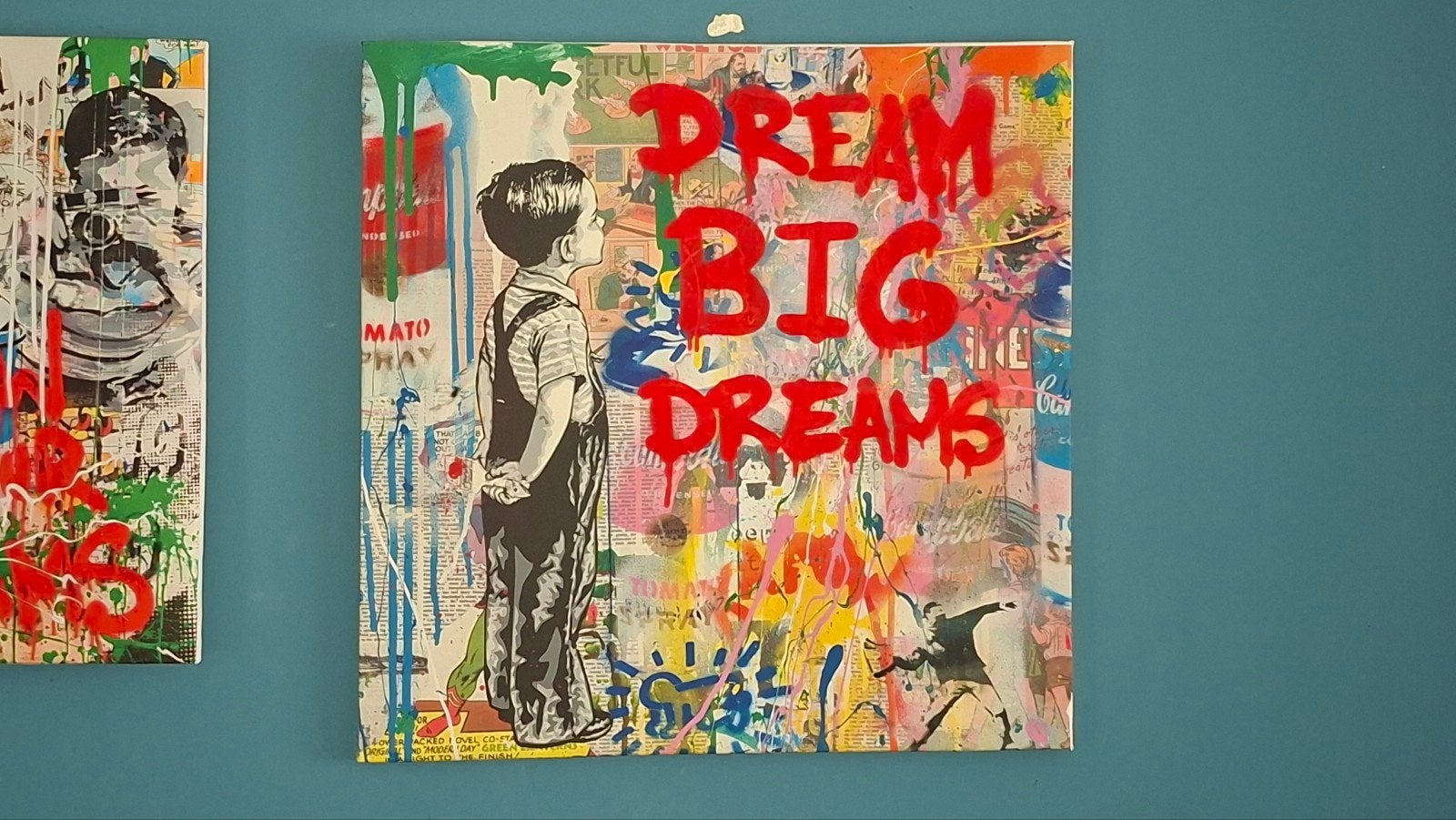 Banski canvassen Dream Big Dreams Love is All we need!, 50 – 75, Nieuw, Ophalen of Verzenden, Schilderij