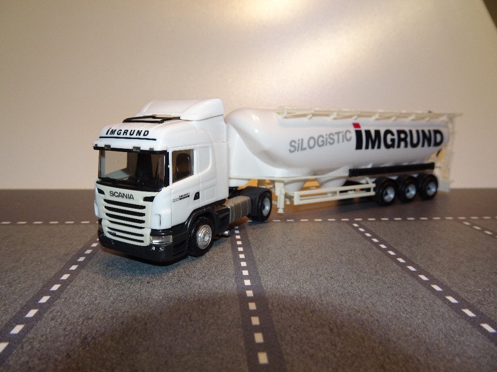 294 herpa scania r imgrund bulk oplegger 1:87 truck trein, Ophalen of Verzenden, Zo goed als nieuw, Bus of Vrachtwagen, Herpa