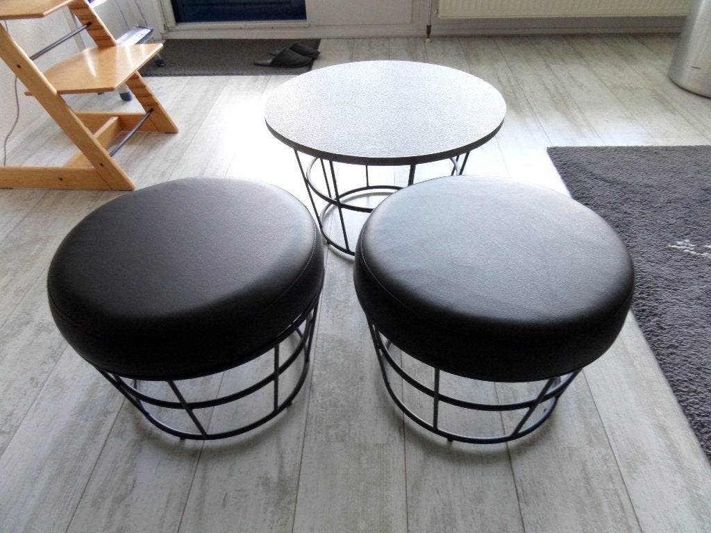 Bijzettafeltje en 2 krukken, Ophalen, Minder dan 45 cm, Minder dan 55 cm, Gebruikt