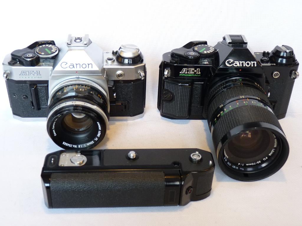 Canon AE-1 Program zilver+black Canon 1.8/50mm, Canon 35-70, Audio, Tv en Foto, Fotocamera's Analoog, Zo goed als nieuw, Spiegelreflex