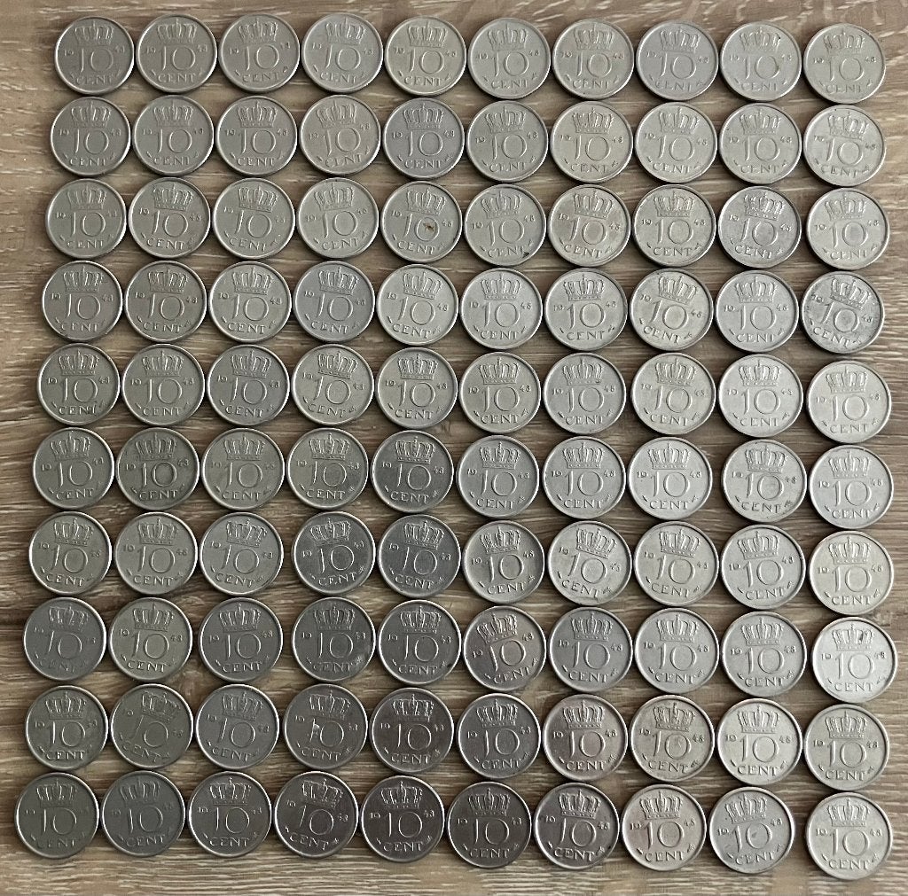 100 dubbeltjes Wilhelmina, Ophalen, Koningin Wilhelmina, 10 cent, Setje