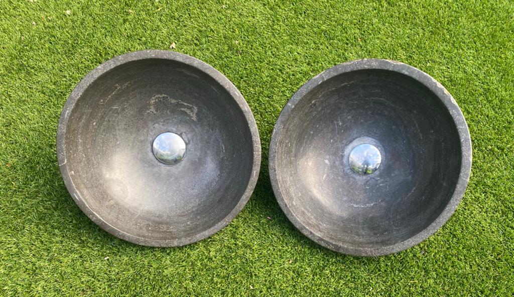 2 x Waskom Limestone Opbouw Rond Ø 40Cm., Ophalen, Zo goed als nieuw, Steen, Wastafel