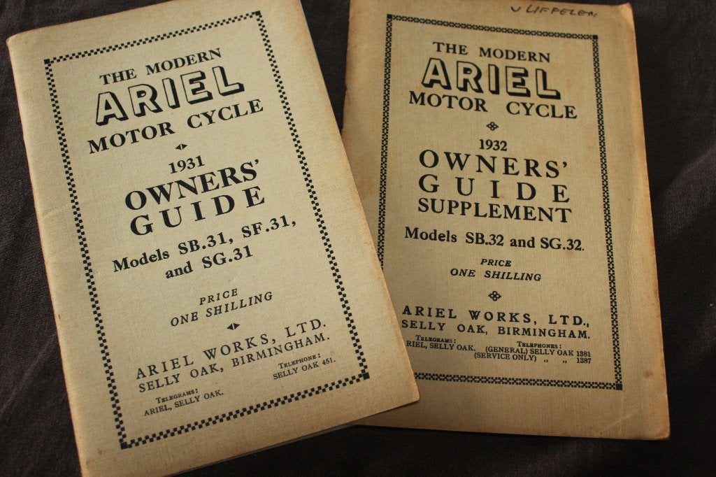 Ariel SB SF SG 31 SG SB32 1931/32 motorcycle owner's manual, Motoren, Handleidingen en Instructieboekjes, Ophalen of Verzenden